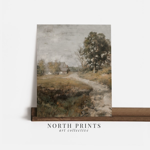 Landstraße Wanddekor gemütliche Landschaftsmalerei | Vintage Herunterladbare DRUCKBARE Kunst Norddrucke | 5-213