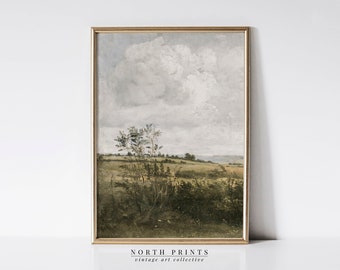 Vintage Summer Landscape Painting: Country Field Art Printable (Digital Download) 5-201