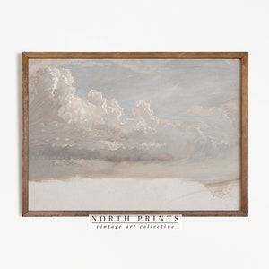 Peinture de nuage vintage | Impression antique en sourdine | Art mural imprimable pour chambre de bébé, français #162