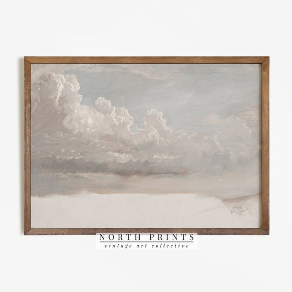 Vintage Wolkenmalerei | Gedämpfter antiker Druck | Französische Kinderzimmer Wand Dekoration #162
