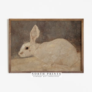 Vintage Rabbit Painting | Neutral Country Nursery Wall Art | Easter PRINTABLE Digital | 995