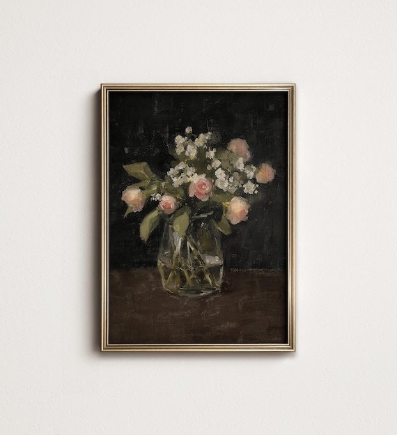 June Birth Flower Print: Roses & Honeysuckle Still Life (Digital Download) 8-205