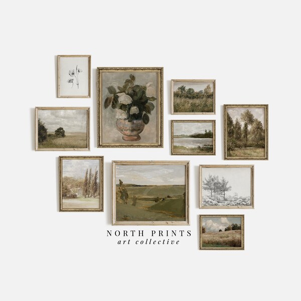 Vintage French Country Gallery Wall Art PRINTABLE SET of 10 | North Prints Digital DOWNLOAD | S10-14