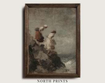 Vintage Coastal Art Print, Soft Neutral Ocean Landscape Art, PRINTABLE Digital Art Download North Prints 13-14