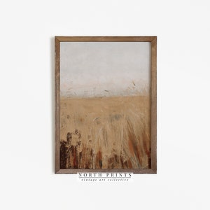 Autumn Landscape Hay Field Painting | Vintage Neutral Print | Farmhouse Art PRINTABLE | 864