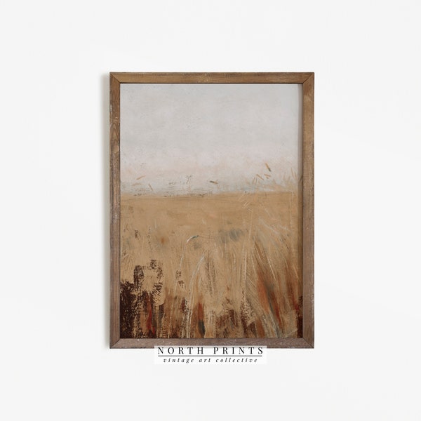 Autumn Landscape Hay Field Painting | Vintage Neutral Print | Farmhouse Art PRINTABLE | 864