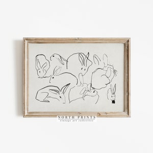 Neutral Farmhouse Nursery Print | Rabbit Sketch Antique Art | Easter Decor PRINTABLE Download | 1010 image 6