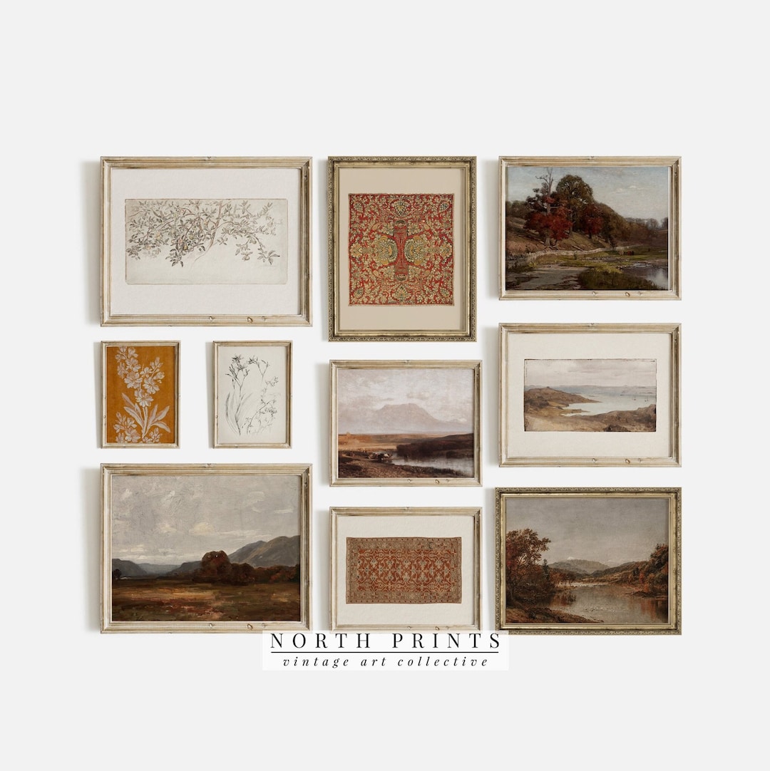 Autumn Gallery Wall Art SET | Vintage Warm Tone Home Decor | Digital ...