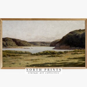 Samsung Frame TV Art | Vintage Lake Landscape DIGITAL Download Painting | Lake House #TV05