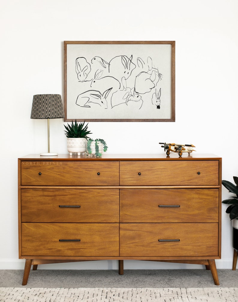 Neutral Farmhouse Nursery Print | Rabbit Sketch Antique Art | Easter Decor PRINTABLE Download | 1010 image 5