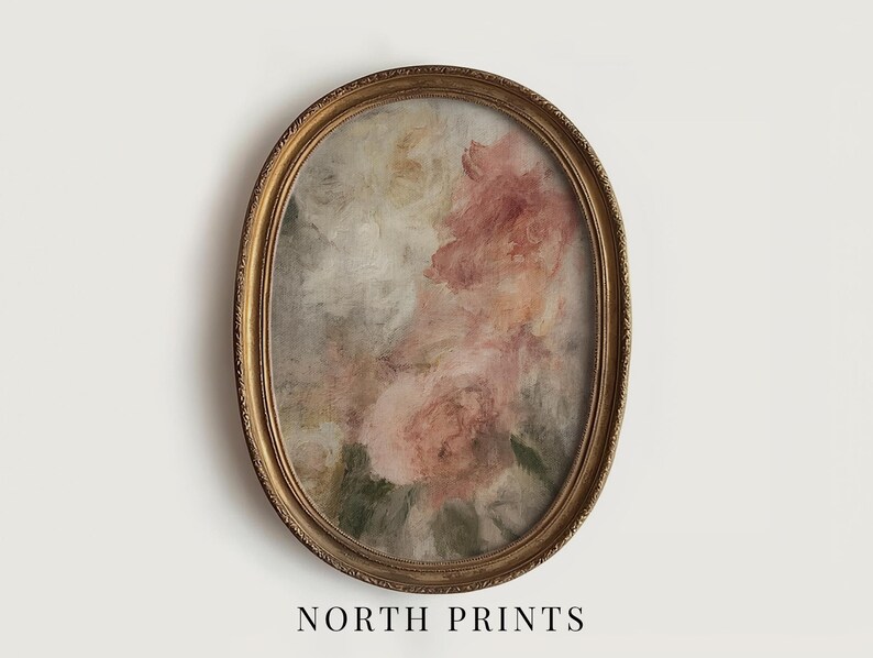 Vintage Blush Rose Floral Art: Romantic Cottagecore Print (digital ...