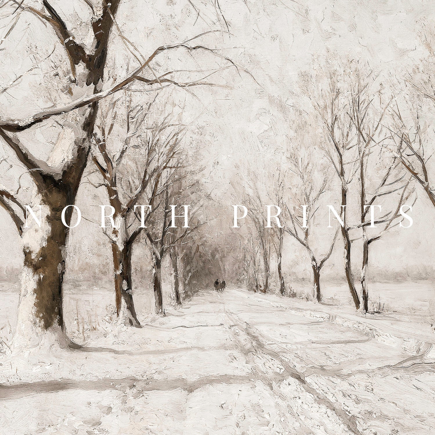 Muted Winter Landscape Painting Vintage Christmas Art - Etsy