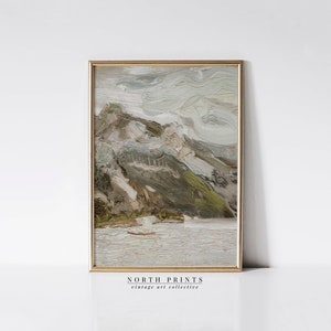 Neutral Green Coastal Painting | Vintage Seascape Muted Tonal Abstract PRINTABLE | 1029