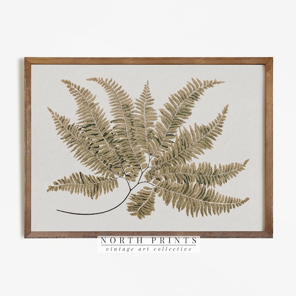 Antique Botanical Painting | Vintage Fern Print | Country Farmhouse Decor Digital PRINTABLE #234