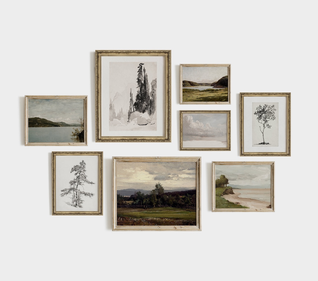 Vintage Gallery Wall Prints Art SET Landscape Home Decor Digital