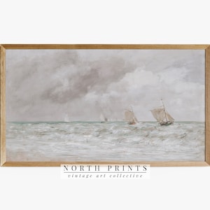 Samsung Frame TV Art | Vintage Coastal Seascape DIGITAL Painting | Muted Art #TV52