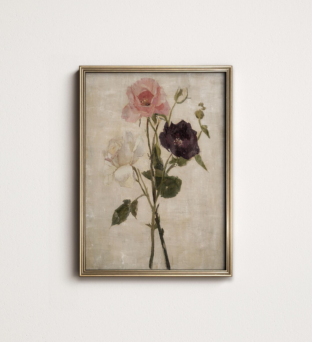French Country Roses Painting, Country Botanical Wall Art Decor ...