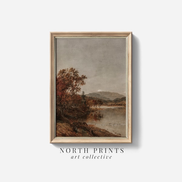 Stimmungsvoller Herbst See Gemälde | Rustikaler Herbst Dekor Print | Fine Art Nord Drucke | A-20