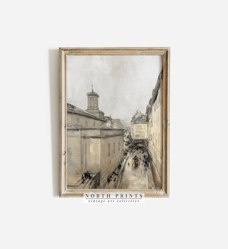 Neutral Paris Cityscape Architecture Oil Painting | French Vintage Digital Downloadable Art Print | 5-124 image 9