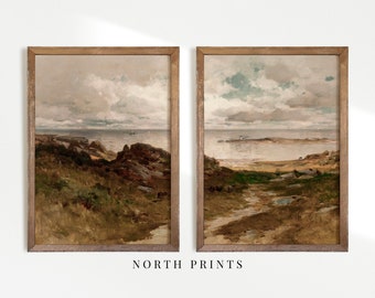 Vintage Coastal Landscape Print SET | Moody Antique Paintings | Digital PRINTABLE | S37