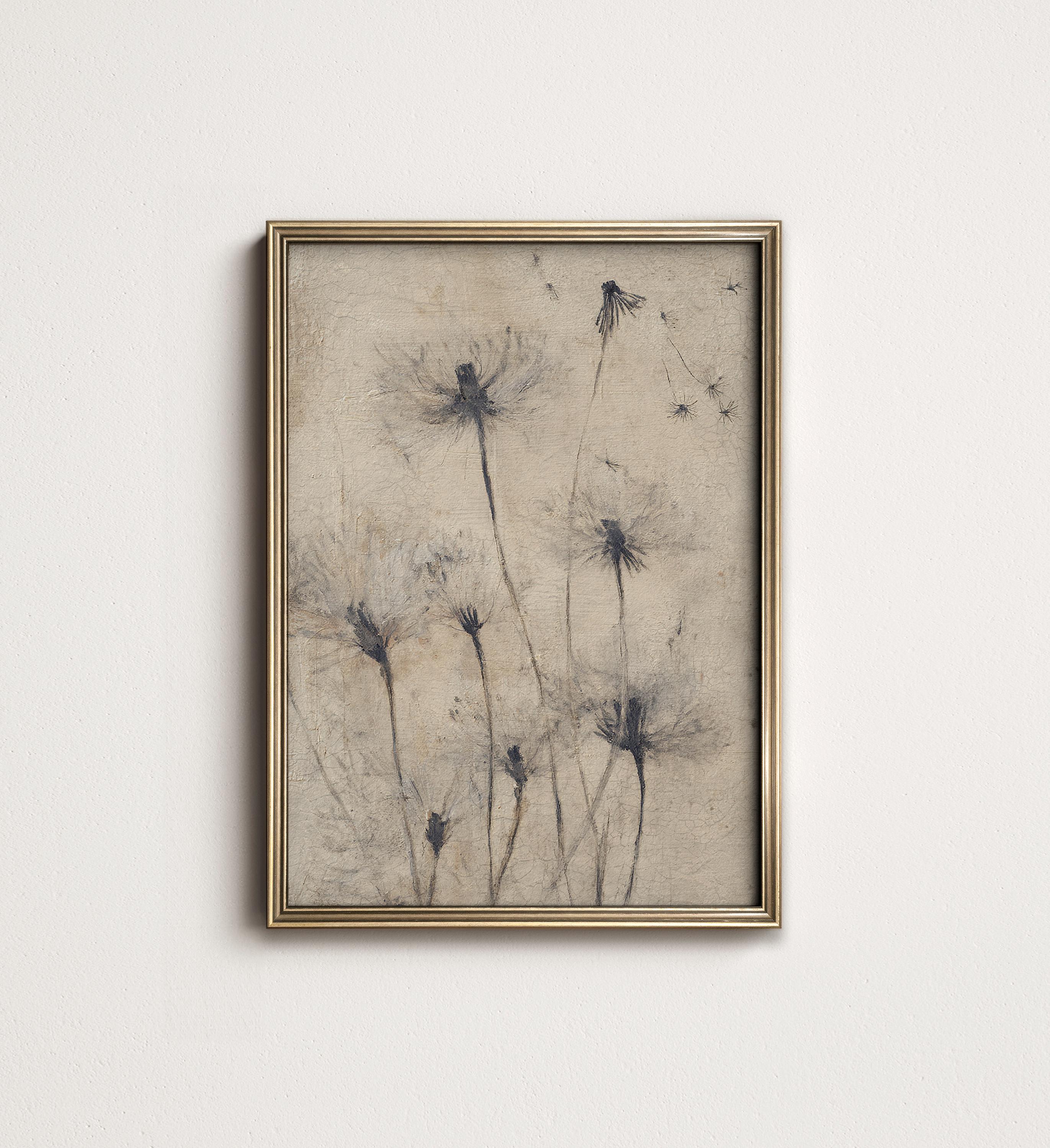 Minimalist Dandelion Art Print: Neutral Farmhouse Decor (digital