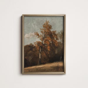 Impresión de paisaje otoñal vintage: decoración otoñal en tonos óxido terroso (descarga digital imprimible) A-31