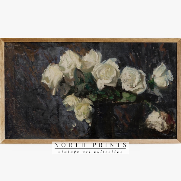 Samsung Frame TV Art | Vintage Moody Roses Painting | Dark Floral Art #TV211