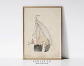 Antique Nautical Ship Watercolor Painting: Coastal Farmhouse Art (Digital Download Printable) 6-34