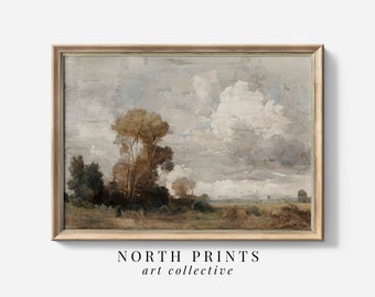 Rustikale Landschafts Bauernhaus Gemälde | Warmer Ton Druck | Norddrucke zum Herunterladen DRUCKBAR Digital | N-01