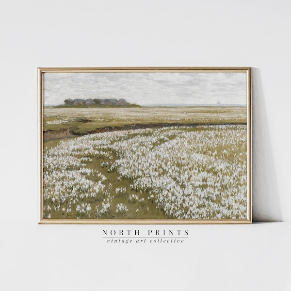 Spring Meadow Painting | Vintage Landscape Print | Country Field PRINTABLE Digital Download North Prints | 4-126