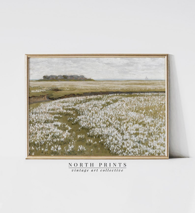 Spring Meadow Painting | Vintage Landscape Print | Country Field PRINTABLE Digital | 990 