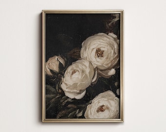 Dark Botanical Peony Art Print: Moody Floral Still Life (Digital Printable Download) 8-45