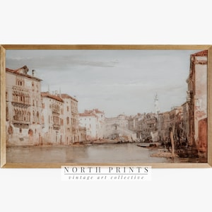 Samsung Frame TV Art | Vintage Venice Canal DIGITAL Painting | Neutral Art #TV48