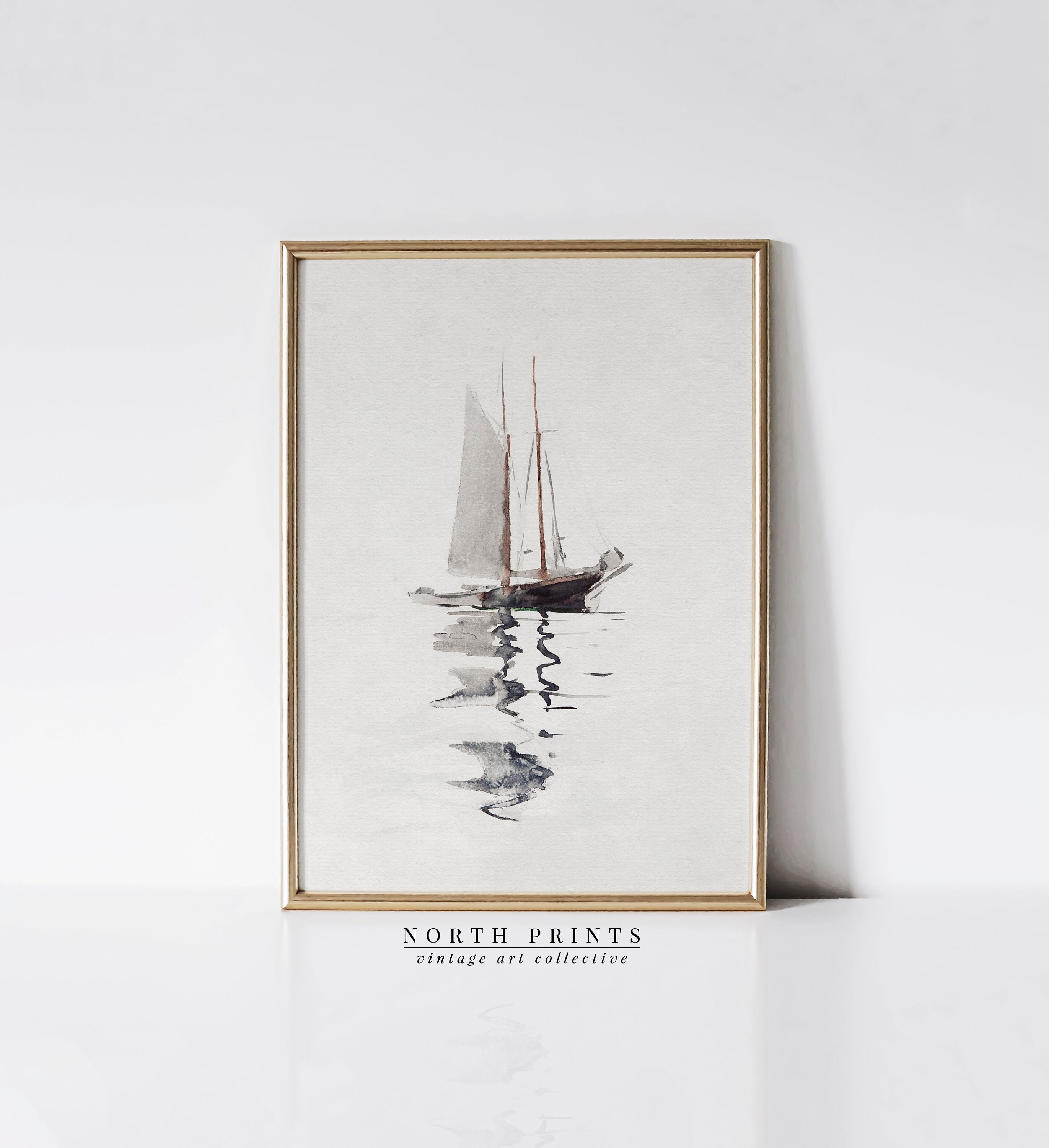 Neutral Nautical Sailboat Digital Print Vintage Nursery Wall - Etsy