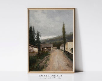 Vintage European Landscape Oil Painting | Digital Provincial Art PRINTABLE | North Prints | 2-150