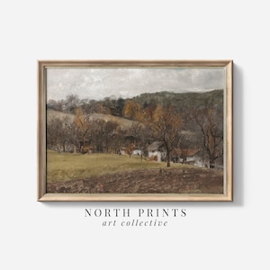 Vintage Autumn Landscape Painting: Fine Art Print (Digital Download Printable) A-1