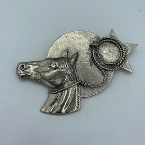 Large Vintage Statement Horse Head Brooch Pin, Horse Jewelry