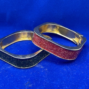 Set of 2 Vintage Square  Enamel Bangles