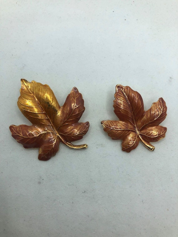Vintage Pair of Enamel Leaf   Kenneth Cole Jewelr… - image 1