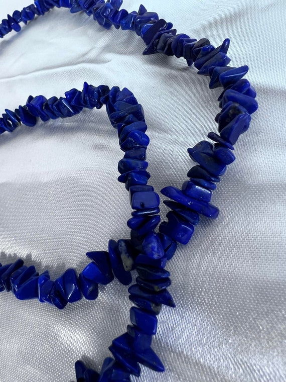 Long Vintage Lapis Lazuli Nuggets Beaded LONG Neck