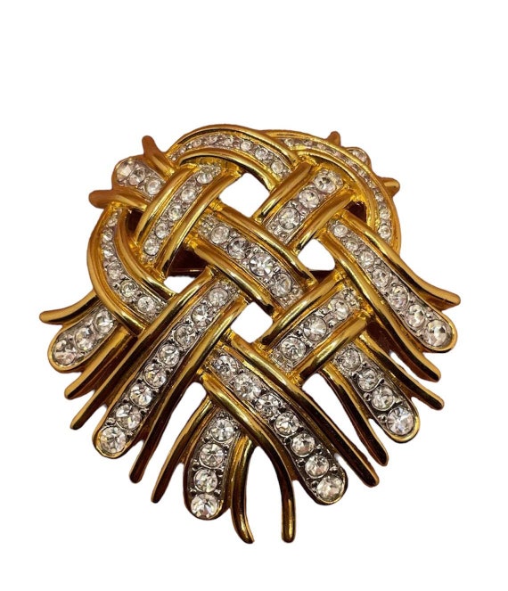 Vintage Kenneth Jay Lane large brooch with clear … - image 1