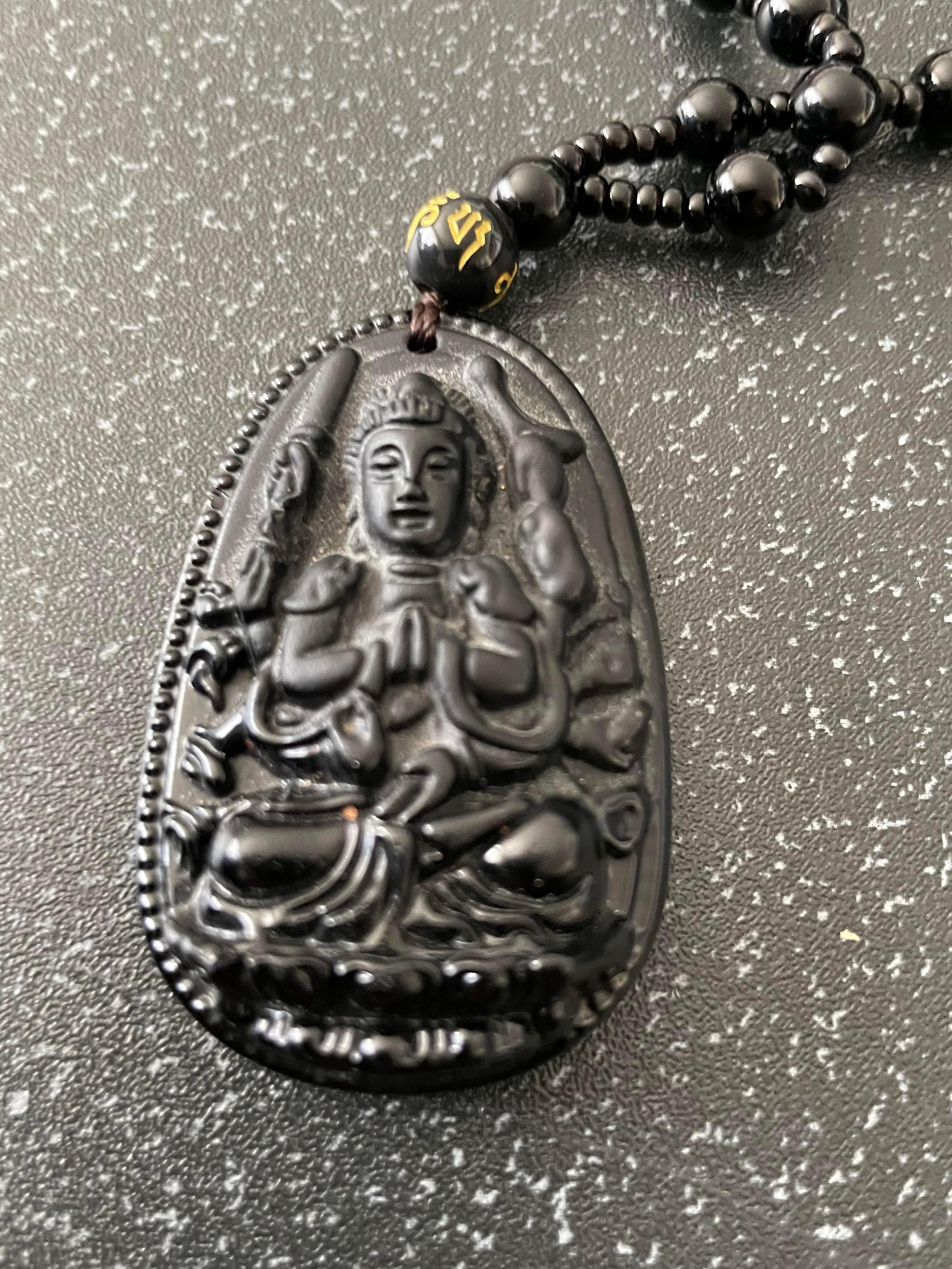 Buy WE MELaughing Buddha Pendant Necklace Green Black Imitation Jade Buddha  Guanyin Crystal Beaded Rope Chain Gemstone Lucky Amulet Jewelry for Women  Men Online at desertcartINDIA