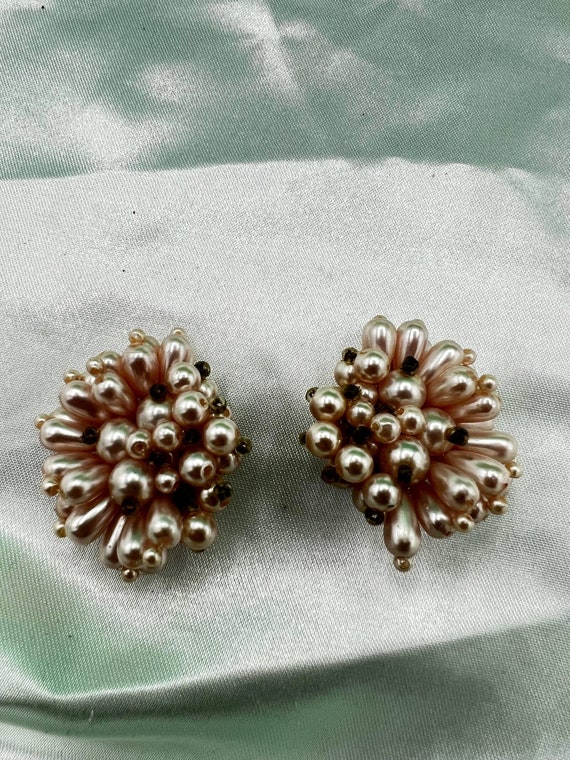 Pink  Cluster Clip on  Earrings - image 1