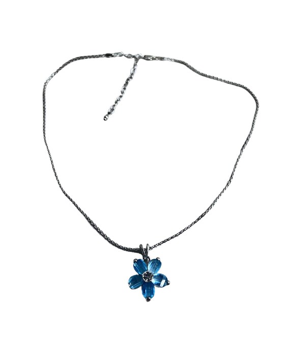 Sterling Silver Italy Necklace with Blue  Plumeri… - image 3