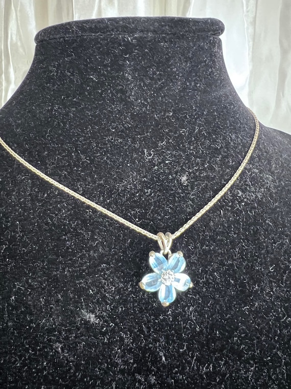Sterling Silver Italy Necklace with Blue  Plumeri… - image 1
