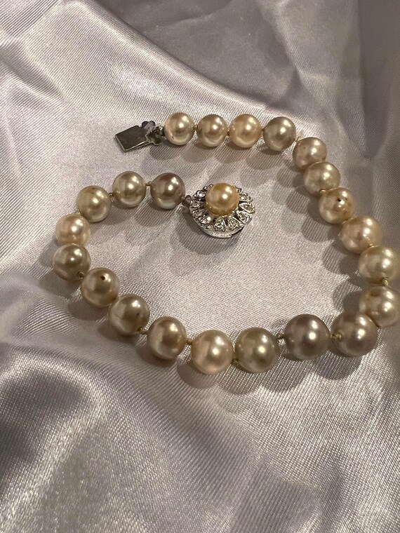Vintage Knotted Faux Pearl Bracelet with Silver t… - image 3