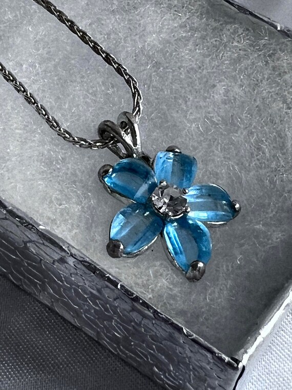 Sterling Silver Italy Necklace with Blue  Plumeri… - image 8