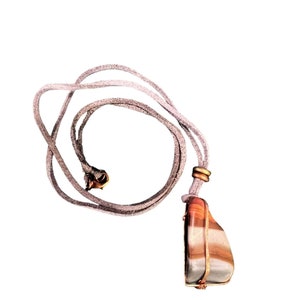 Handmade Picasso jasper Unisex Pendant Necklace with Wire-Wrapped Antique Brass Bail on 24&quot; Leather Cord