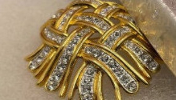 Vintage Kenneth Jay Lane large brooch with clear … - image 9