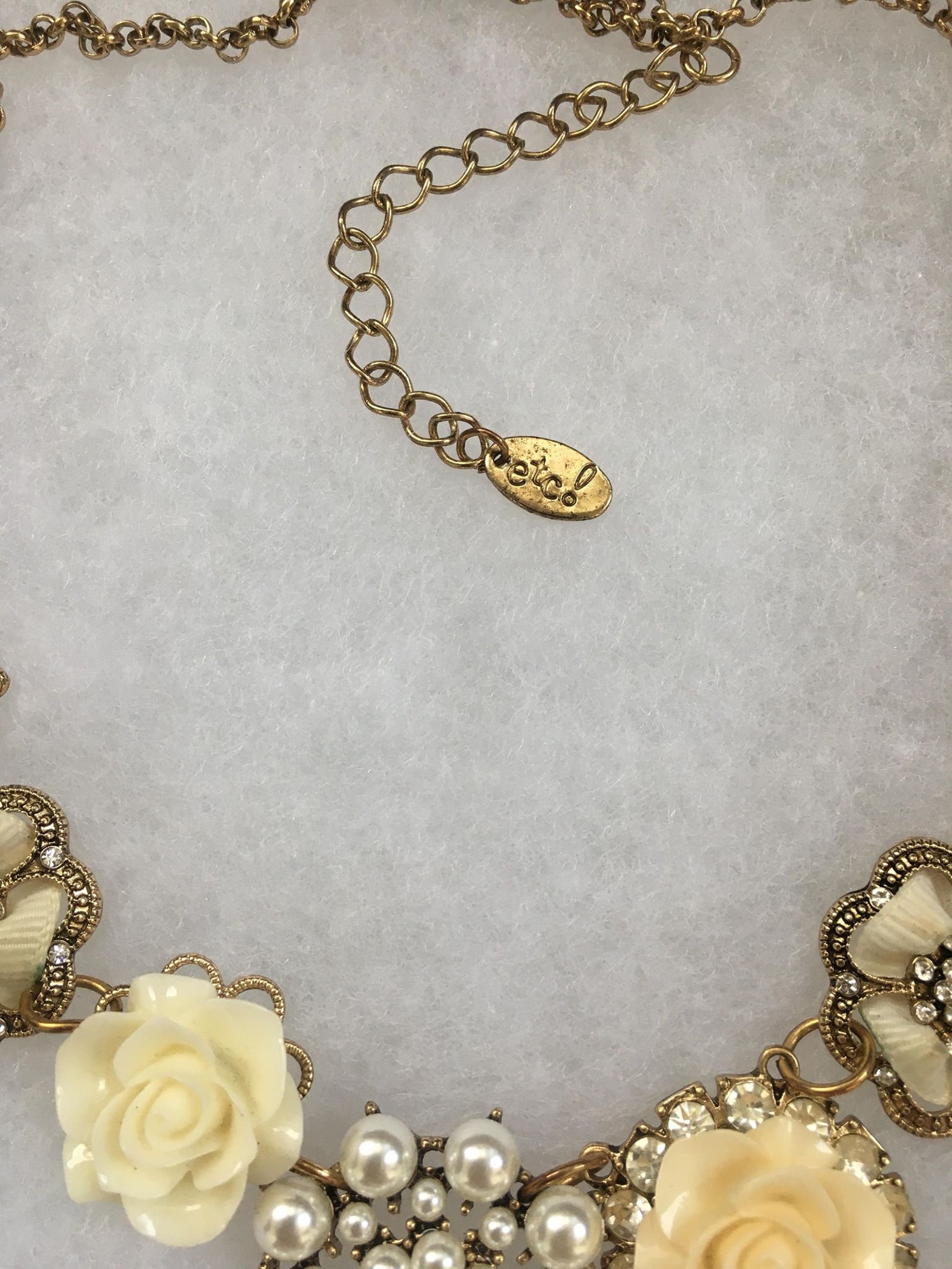 Vintage Signed Etc Cream Colored Gold Tone Floral Necklace - Etsy